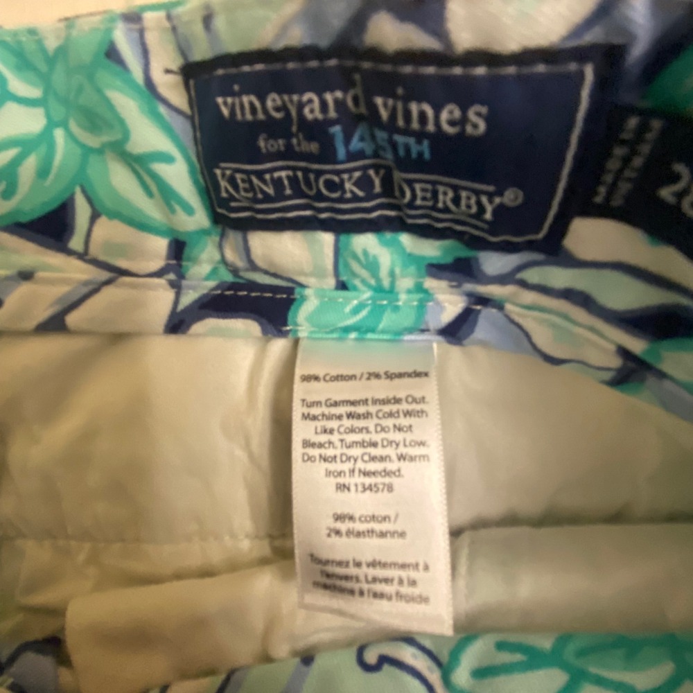 Vineyard Vines 145th Kentucky Derby Mint Julep Print Pants Mens 28x30 Chinos - Picture 4 of 9